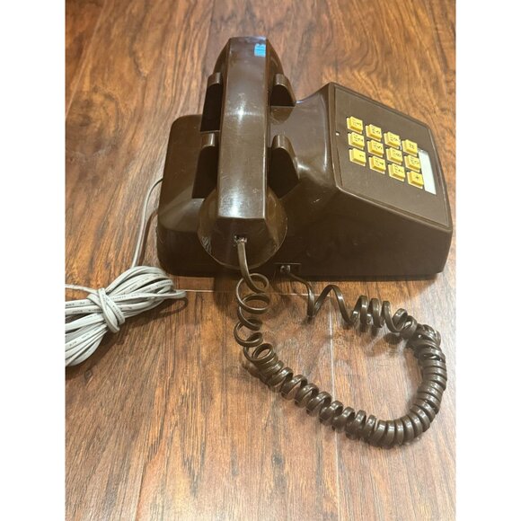 Vintage MCM TeleConcept Brown Push-Button Corded Telephone desk phone UNTESTED - Picture 5 of 10